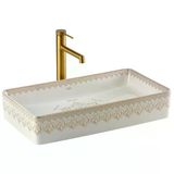 Ey 7034 Tezgah Üstü Lavabo Beyaz & Altın