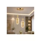 EY-EL TASARIM 2 Lİ DEFNE 3 RENK MODLU KRİSTAL TAŞLI LEDLİ SARKIT AVİZE