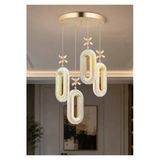 EY-EL TASARIM 4 LÜ DEFNE ROSE GOLD 3 RENK MODLU KRİSTAL DESENLİ LEDLİ SARKIT AVİZE