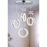 EY-EL TASARIM 4'LÜ ALYANS KROM 3 RENK MODLU KRİSTAL TAŞLI LED AVİZE