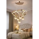 EY-EL TASARIM Galaksi Helezon 4+1 Modern Sarkıt Led Avize 3 Renk Toplu Kelebek Taşlı Sarı Rose Gold Kaplamalı