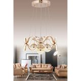 Ey-El Tasarım Modern 4 Lü Ledli Gold 3 Renk Sarkıt Avize Gold