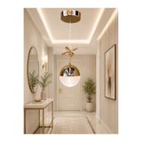 EY-EL TASARIM TEKLİ DESENLİ TOP ROSE GOLD 3 RENK MODLU KRİSTAL DESEN TAŞLI LEDLİ SARKIT AVİZE