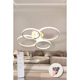 Ey Shop Modern Beyaz 4'lü Yuvarlak Model Kumandalı 3 Renk (Beyaz/Sarı/Günışığı) LED Avize