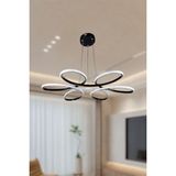 Ey Shop Modern Papatya Model Kumandalı 3 Renk (Beyaz / Sarı / Günışığı) LED Avize - Siyah