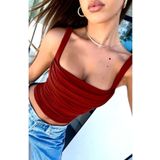 eybetsa askılı kare yaka büzgülü crop bluz