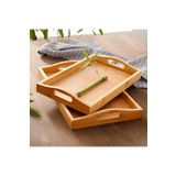 EYD Ikili Bambu Kulplu Çay Tepsisi Kahve Tepsisi Servis Tepsisi Bambu 40CM-33CM