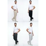 EYDAMOON Erkek Baggy Kesim Bel Lastikli Bol Paça Pike Kumaş Rahat Kalıp Pantolon - XL - Çok Renkli