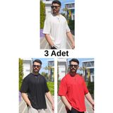 Eydamoon Erkek Çoklu Paket Oversize Süprem %100 Pamuk Kumaş Bisiklet Yaka T-Shirt - Çok Renkli