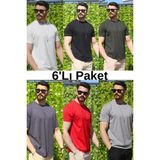 Eydamoon Erkek Çoklu Paket Regular Likralı Kumaş %100 Pamuklu Bisiklet Yaka Kısa Kollu T-Shirt - Çok Renkli - XL