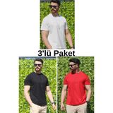 Eydamoon Erkek Çoklu Paket Regular Likralı Süprem Kumaş %100 Pamuklu Bisiklet Yaka Kısa Kollu T-Shirt - Çok Renkli