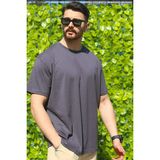 EydaMoon Erkek Füme Regular Likralı Süprem Kumaş %100 Pamuklu Bisiklet Yaka Kısa Kollu T-shirt