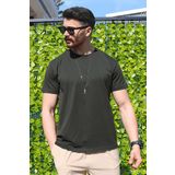 EydaMoon Erkek Haki Likralı Regular Kesim Süprem Kumaş %100 Pamuk Terletmez Ince T-shirt