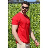 EydaMoon Erkek Kırmızı Regular Likralı Süprem Kumaş %100 Pamuklu Bisiklet Yaka Kısa Kollu T-shirt