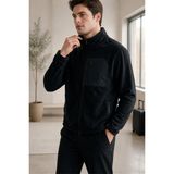 EYDAMOON Erkek Kışlık Bato Yaka Tam Fermuarlı 3 Cepli Tactical Flecee Polar Ceket - Comfort Fit - Siyah
