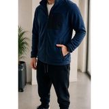 EYDAMOON Erkek Kışlık Bato Yaka Tam Fermuarlı 3 Cepli Tactical Flecee Polar Ceket - S - Comfort Fit - Lacivert