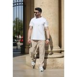 EYDAMOON Erkek Regular Likralı %100 Pamuklu Kumaş Rahat Kesim Kısa Kollu T-Shirt - Beyaz