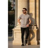 EYDAMOON Erkek Regular Likralı %100 Pamuklu Kumaş Rahat Kesim Kısa Kollu T-Shirt - Gri