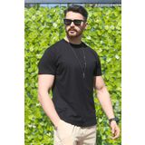 EydaMoon Erkek Siyah Regular Likralı Süprem Kumaş %100 Pamuklu Bisiklet Yaka Kısa Kollu T-shirt
