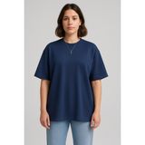 Eydamoon Kadın Basic Oversize Modal Kumaş T-Shirt Ipeksi Yumuşacık Canlı Renk Geniş Kalıp - Lacivert