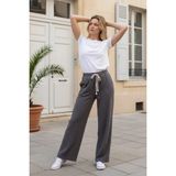 EYDAMOON Kadın Füme %100 Organik Pamuk Müslin Palazzo Pantolon-Yüksek Bel, Bol Paça, Hafif Kumaş - XL