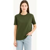 Eydamoon Kadın Regular Likralı Süprem %100 Pamuk Kumaş Bisiklet Yaka Basic T-Shirt - Haki - 2XL