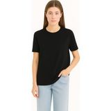 Eydamoon Kadın Regular Likralı Süprem %100 Pamuk Kumaş Bisiklet Yaka Basic T-Shirt - Siyah - XL