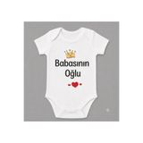 EYDUBABY Organik %100 Pamuk Babasının Oğlu Baskılı Bebek Body Uzun Kollu Çıtçıtlı Badi Zıbın
