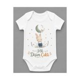 EYDUBABY Organik %100 Pamuk Ilk Dişim Çıktı Baskılı Kısa Kollu Çıtçıtlı Bebek Body Badi Zıbın Tulum 5602