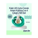 EYE PC 25 Metre Yeşil Dış Ortam Yeşil Kalın Uydu Anten Çanak Kablosu RG6 U6 / 4 Lü Lnb 4k 3d Hd Uyumlu Elembi