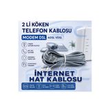 EYE PC 3 METRE Telefon Modem Adsl Ara Kablosu Hat Kablosu 3 Mt
