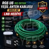EYE PC 45 Metre Dış Ortam Yeşil Uydu Anten Kablosu+ 4 Lü Lnb Elenbi Set Gold Uç