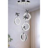 EYEL TASARIM 4'LÜ ALYANS KROM 3 RENK MODLU KRİSTAL TAŞLI LEDLİ AVİZE 3461801