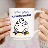 Eyeliner Gibiyim Çekemiyorlar Baskılı Kupa Bardak - Beyaz - 300 cc