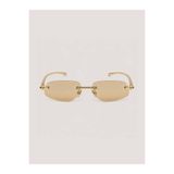 Eyemood Unisex Çerçevesiz Dikdörtgen Güneş Gözlüğü Altın Rengi Sap Bej Cam Leonard C3