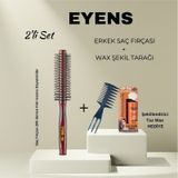 Eyens 2'li Erkek Tarama Seti Fön Fırçası + Wax Şekil Tarağı Şekillendirici Wax Hediye