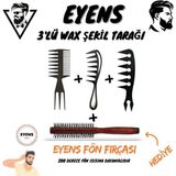 Eyens 3'lü Wax Şekil Tarağı Isıya Dayanıklı Fön Fırçası Hediye - Siyah