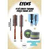 EYENS Fırça Tarak Seti 4'lü + 150 ml Kavanoz Wax - Maun