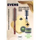 EYENS Profesyonel Erkek Fırça Tarak Seti 2'li - 150 ml Kavanoz Wax Hediye - Maun