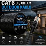Eyepc 110 110 Metre Internet Kablosu/ftp Cat6 Iki Kat Korumalı/iç Dış MEKAN/110M Ethernet /dış Cephe Ethernet Kablosu Siyah