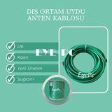 Eyepc 22 Metre 22 mt Rg6 U6 Yeşil Uydu Çanak Anten Kablosu -Uv ve Yağmur Dayanıklı