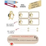 EyER Shoping Ayıcık Kitap Defter Okul Etiketi 150 Adet Kesimli(Ad-Soyad Istekli)