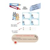 EyER Shoping Bluey Kitap Defter Okul Etiketi 150 Adet Kesimli(Ad-Soyad Istekli) - Mavi