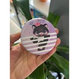 EyER Shoping Kedi Figürlü Taşınabilir Makyaj Aynası Çanta Aynası ve Cep Aynası Kapaklı - Mor