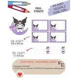 EyER Shoping Kuromi Kitap Defter Okul Etiketi 150 Adet Kesimli(Ad-Soyad Istekli)