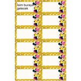 EyER Shoping Minnie Kitap Defter Okul Etiketi 48 Adet Kesimli(Ad-Soyad Istekli)