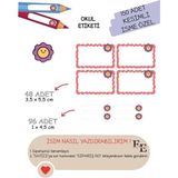 EyER Shoping Papatya Kitap Defter Okul Etiketi 150 Adet Kesimli(Ad-Soyad Istekli)