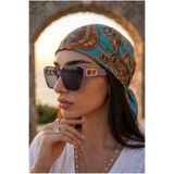 Eyesofia Bambus Geometrik Çerçeve Siyah Degrade Camlı Ultra Hafif Uv400 Filtreli Mor-Lila Kadın Güneş Gözlüğü