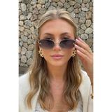 Eyesofia Jeweled Kadın Elips Siyah Gold Çerçeveli Ultra Hafif Uv400 Filtreli Güneş Gözlüğü