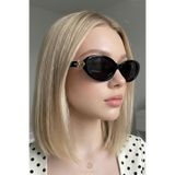 Eyesofia Monaco Vintage Siyah Gold Detaylı Oval Ultra Hafif Uv400 Filtreli Kadın Güneş Gözlüğü